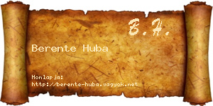 Berente Huba névjegykártya